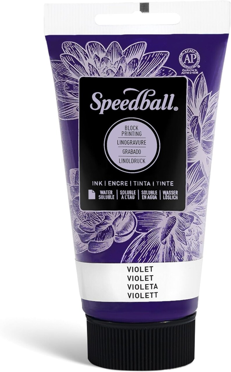 Water Soluble Block Printing Ink – Bold Color With Satin Finish AP Non-Toxic 2.5 Fl. Oz.,Violet